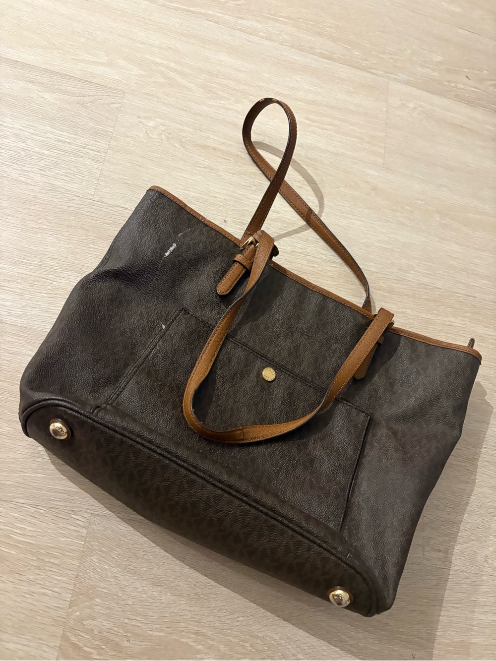 Michael Kors Brown Tote with Tan Trim
